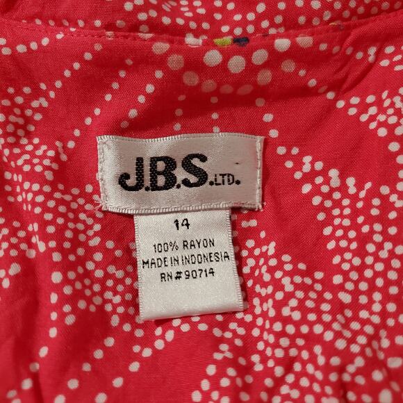 Vtg 90s Y2K JBS Ltd Shell Button Floral Smocked Maxi Dress Size 14 Pink Fairy - Picture 8 of 10